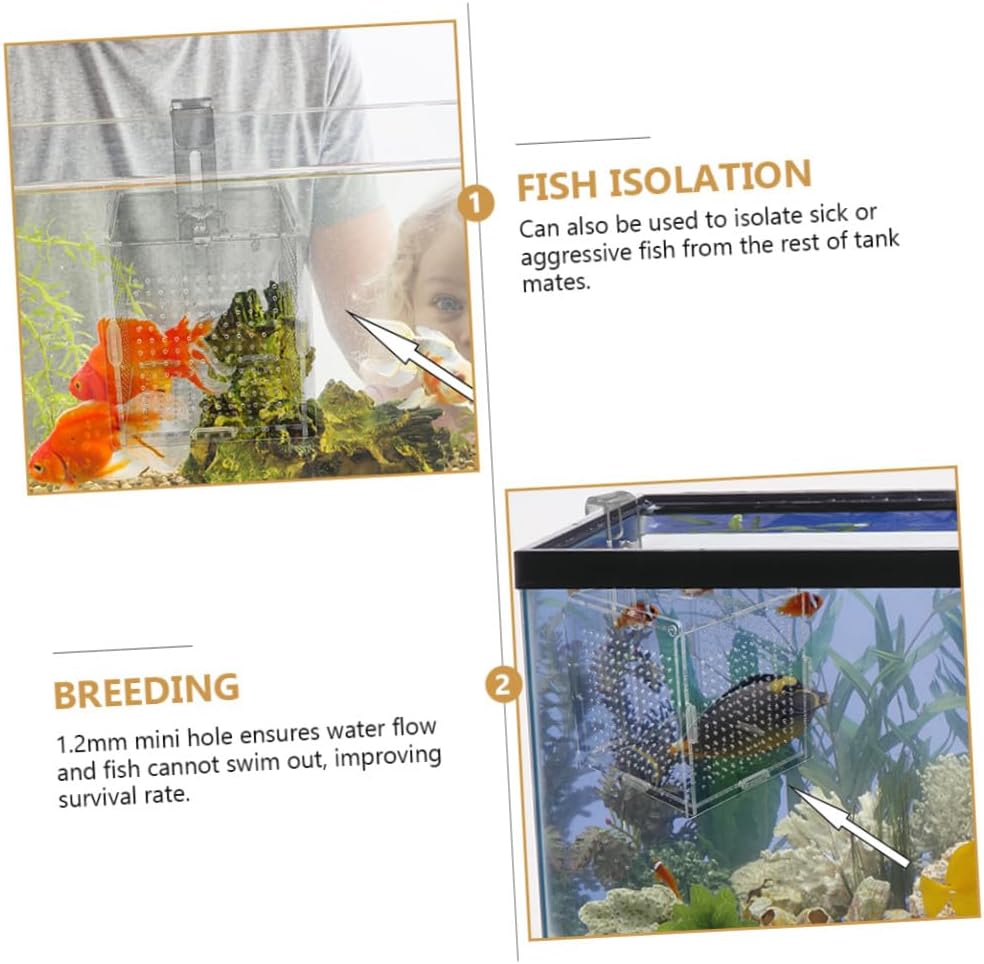 2 Sets Aquarium Fish Isolation Box with Plant Holder Hanging Fish Tank Box for Efficient Breeding