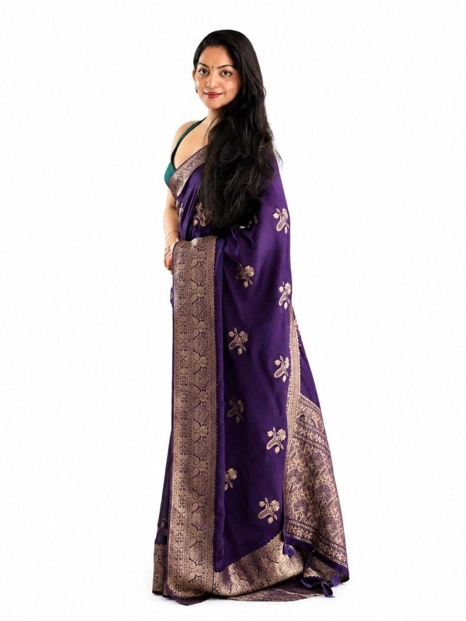 D J ENTERPRISE Women's Designer Banarasi Weaving Saree with Blouse Piece | Festival & Wedding Collection-image-14