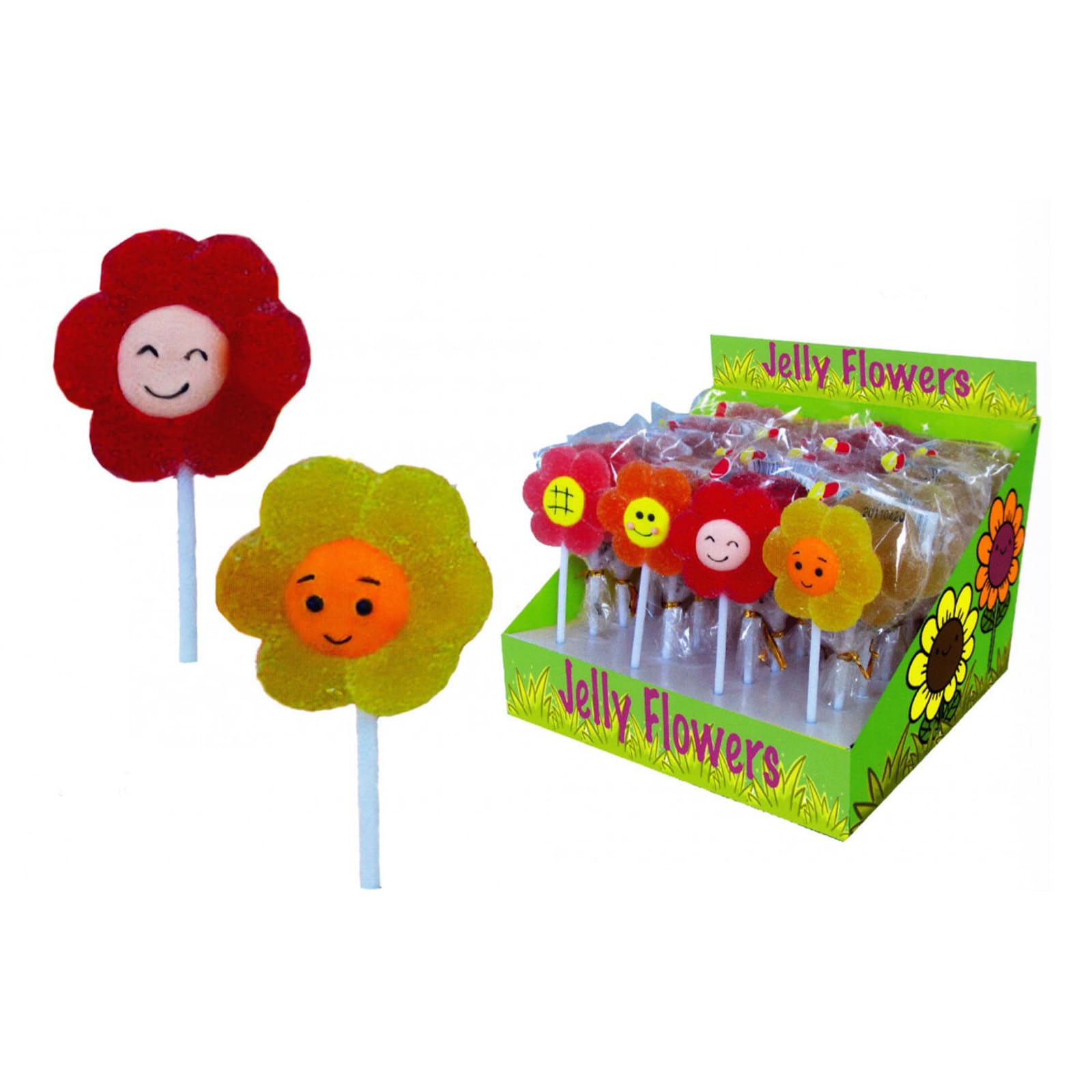 Rossini's Jelly Flowers Lecca Lecca Fiori Gusto Frutta Espositore da 24 LeccaLecca da 20 gr Ideale per Feste Compleanni Party Bambini