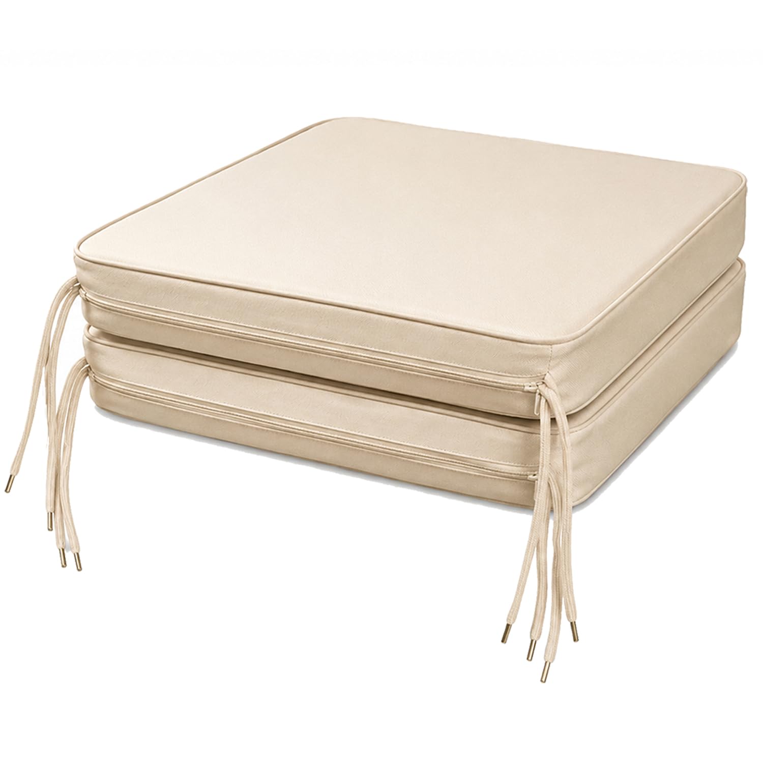 Brillars Cushion Outdoor Seating Non-Slip Garden Patio Chair Cushions Indoor Furniture Seat Pads With Ties, Water Resistant Zip Cover (16"x16"x2") 40x40x5cm (Cream, Pack of 2) — image 1