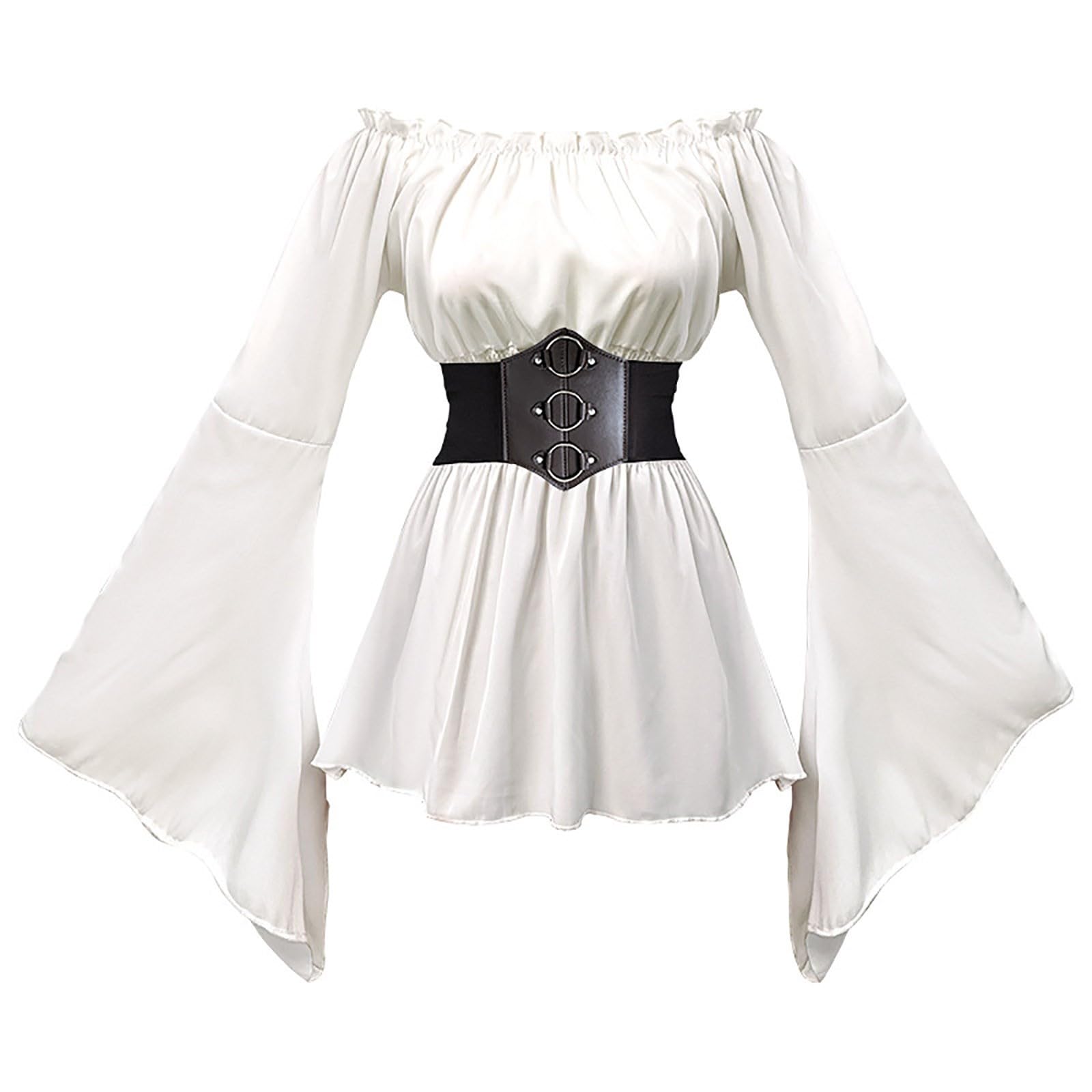 Piratenkostüm Damen,Piratenkostüm Damen,Piratin Kleid Set Mit Piraten Oberteil,Gürtel,Rock,Für Halloween Karneval Kostüm,# Schwarz2,L