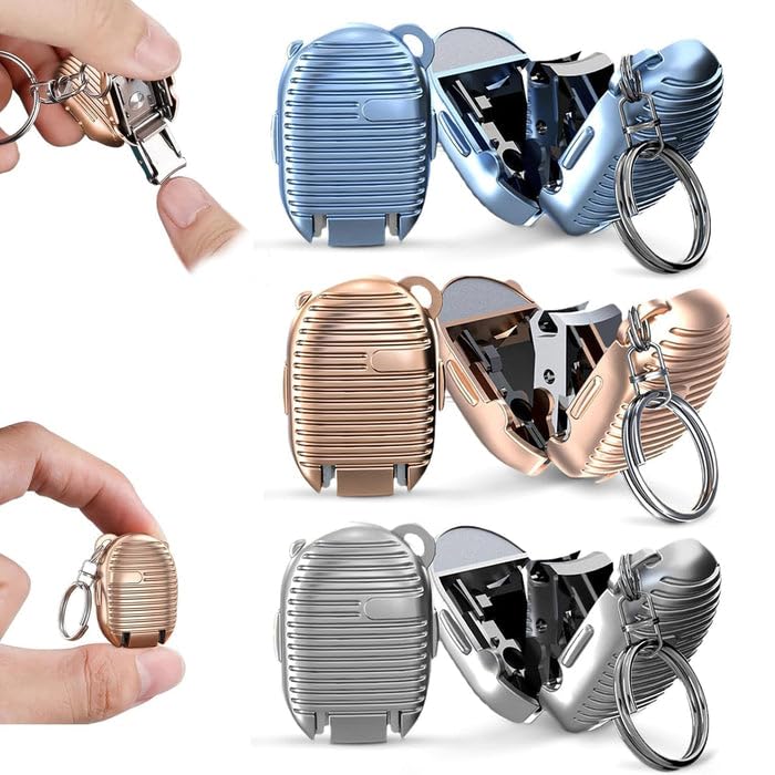 oblivion portable mini folding nail clippers keychain – multicolor compact metal pocket manicure set for travel, fingernail clippers with keychain & suitcase design (pack of 1)