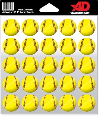 Softball Helmet Sticker Set 100 Decals The Original Award Decals Premium 20mil Thick 1" Helmet Decals Made in The USA Since 1976