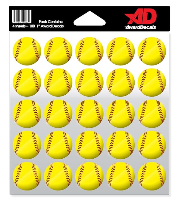 Award Decals Softball Helmet Sticker Set (100 Decals) 1" The Original Award Decals Premium 20mil Thick Helmet Decals Made in The USA Since 1976 by Award Decals - Used condition - US$16.54