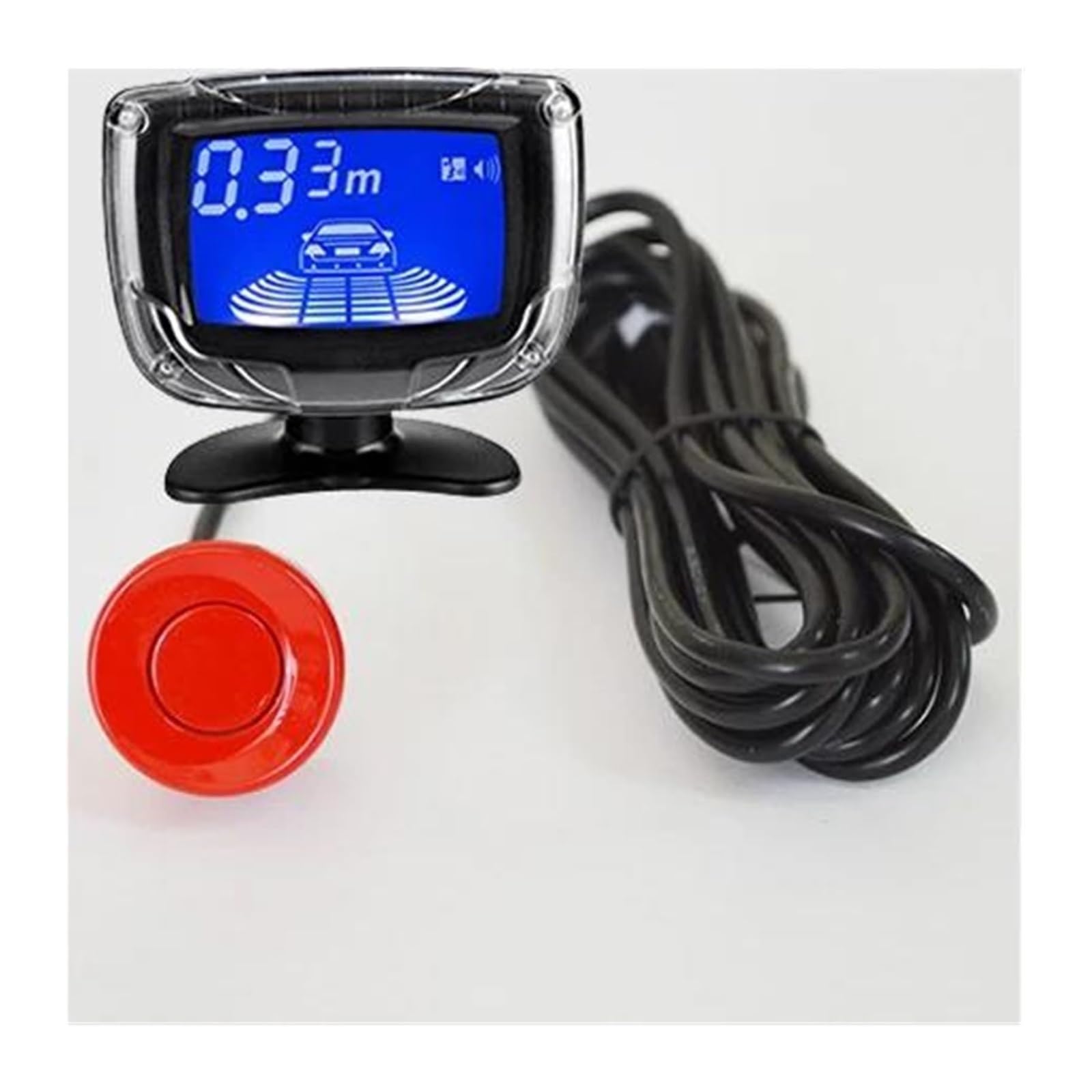 Sensor Aparcamiento Radar Marcha Atrás para Coche Doble CPU Pantalla LCD Interruptor 12 V Detector Monitor Sensor De Aparcami(Rojo)