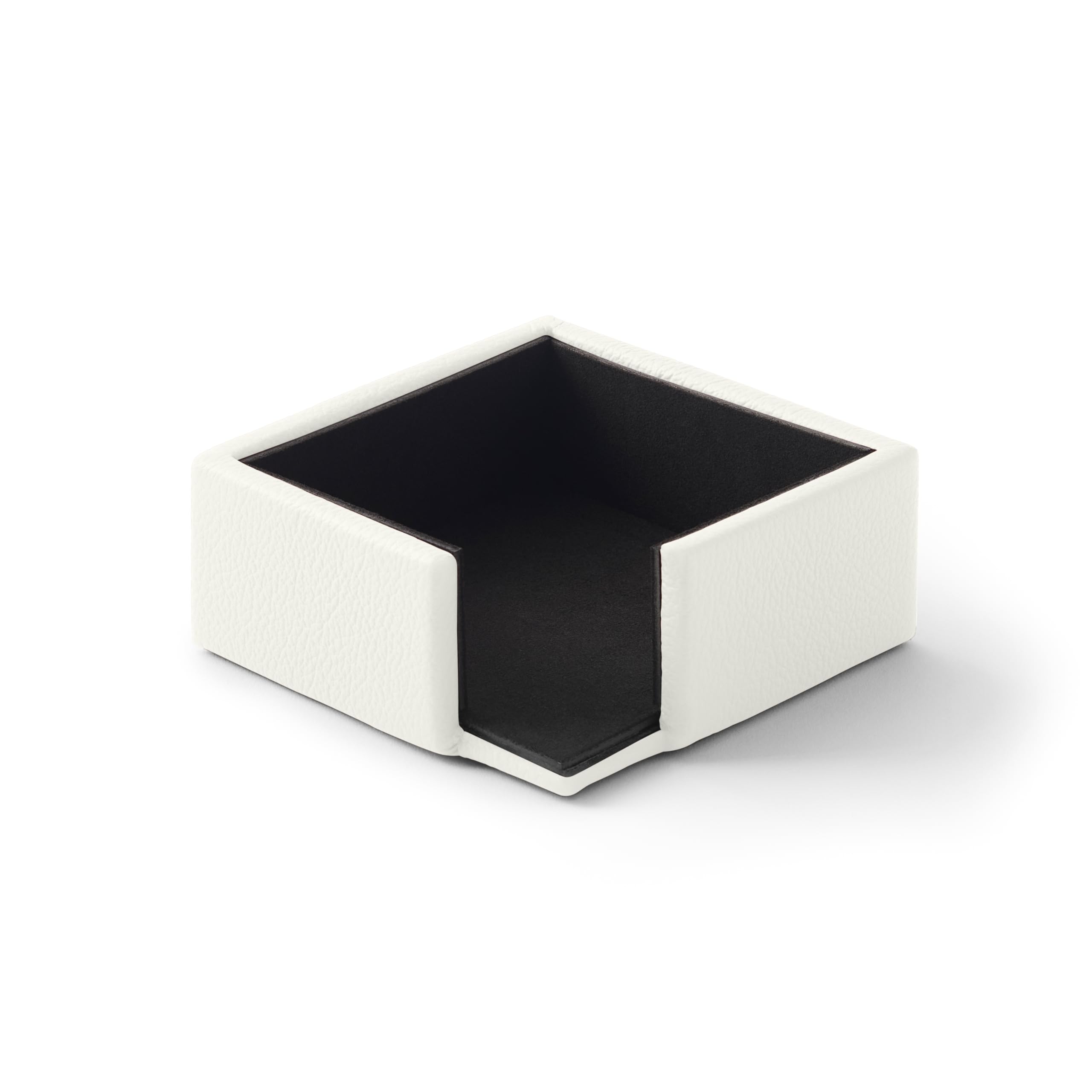 Eglooh - Atena - Notizzettel Box Echtes Leder Weiß - Zettelbox, Notizklotz, Zettelkasten für Schreibtisch und Büro - cm 11,2 x 11,2 x H.4,5 - Made in Italy