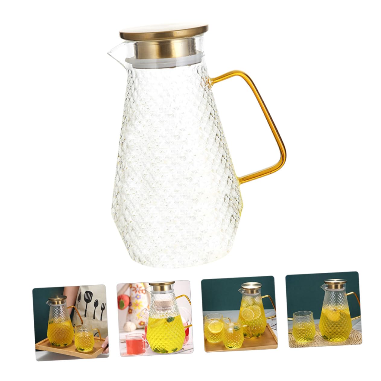 Mobestech Caraffa in Vetro Borosilicato Trasparente Resistente al Calore con Beccuccio Sigillato per Acqua Succhi e Tè Freddo Estivo