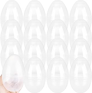 16 Pack 5.5 Inch Clear Easter Eggs Plastic Empty Large FillableTransparent Eggs Jumbo for Easter Hunt Party Favors and Spring Décor