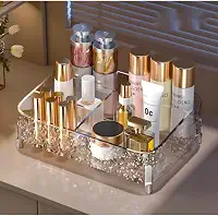 Organizador de maquiagem mesa, rack estojo prateleira de cosméticos, make pincel, perfumes, batons Porta jóias banheiro, closet, quarto Acrílico Contemporâneo Chic Premium-28x20x8cm Transparente