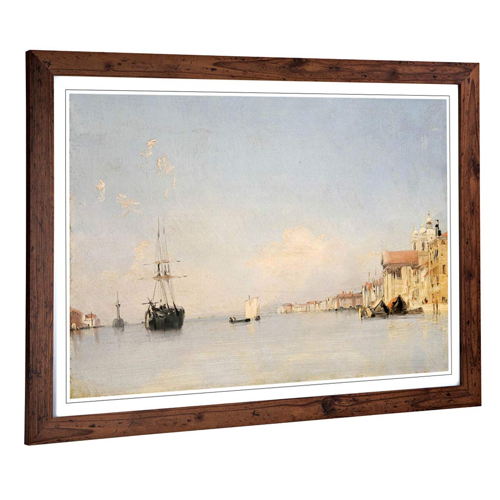 Big Box Art Framed Print of Richard Bonington The Giudecca in Venice Design | Wall Art Picture | Home Decor for Kitchen, Living Room, Bedroom, Hallway, Walnut, A2 / 24.5x18 Inch / 62x45cm