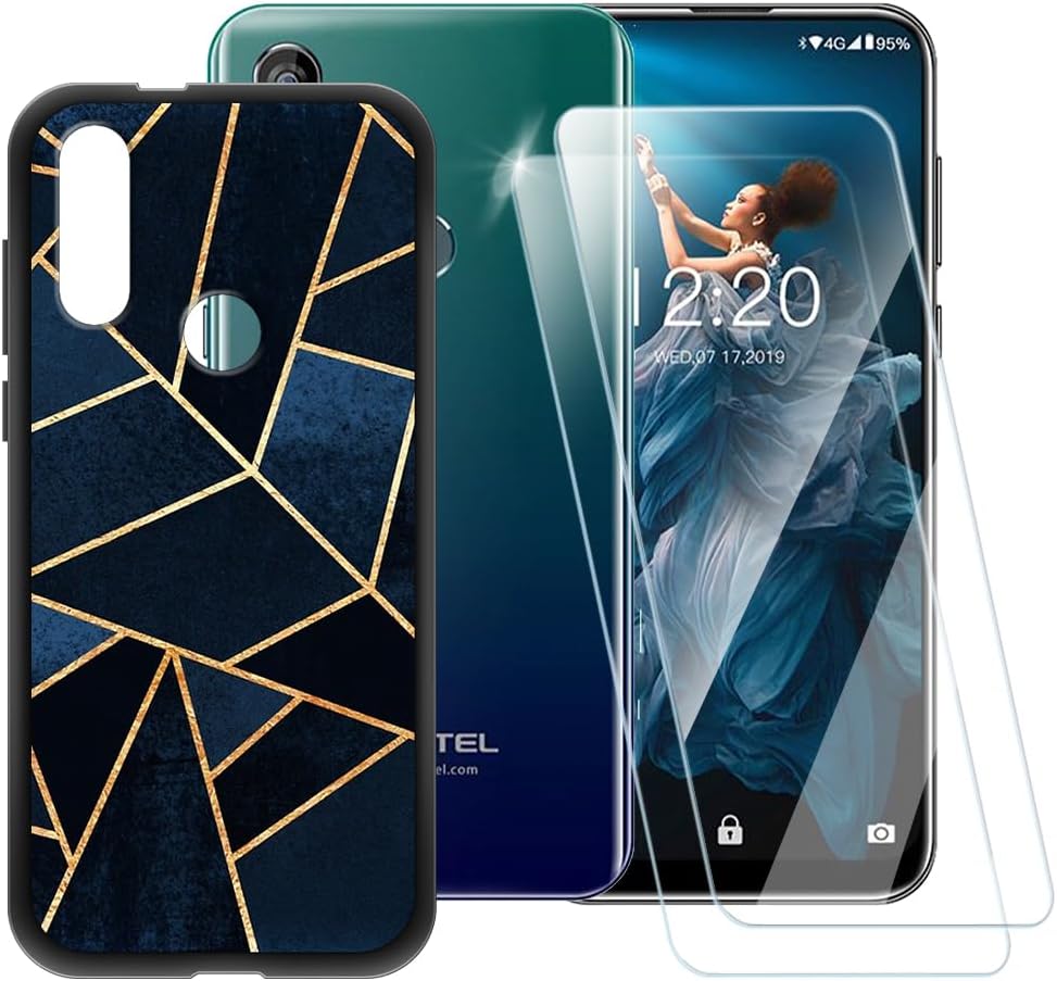 ESACMOT Classic Stripes Case Compatible with Digi R2 + [2 Pack] Screen Protector Tempered Glass, Shockproof Case Cover for Digi R2 (6.35 inch)