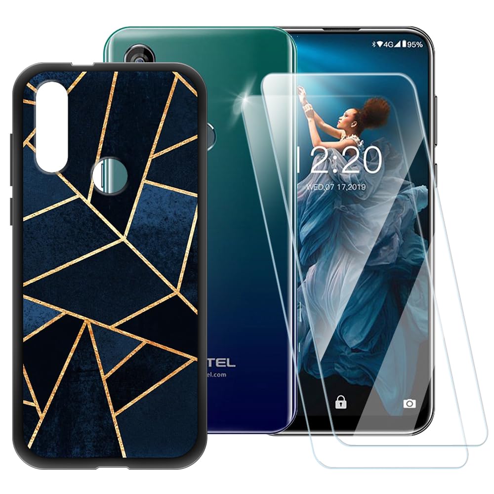 ESACMOT Classic Stripes Case Compatible with Digi R2 + [2 Pack] Screen Protector Tempered Glass, Shockproof Case Cover for Digi R2 (6.35 inch)