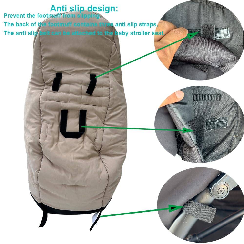 Coprigambe universale per passeggino caldo compatibile con Babyzen YOYO - Aggiungi imbottitura spessa, fodera morbida e superficie resistente agli spruzzi, lavabile in lavatrice (tortora)