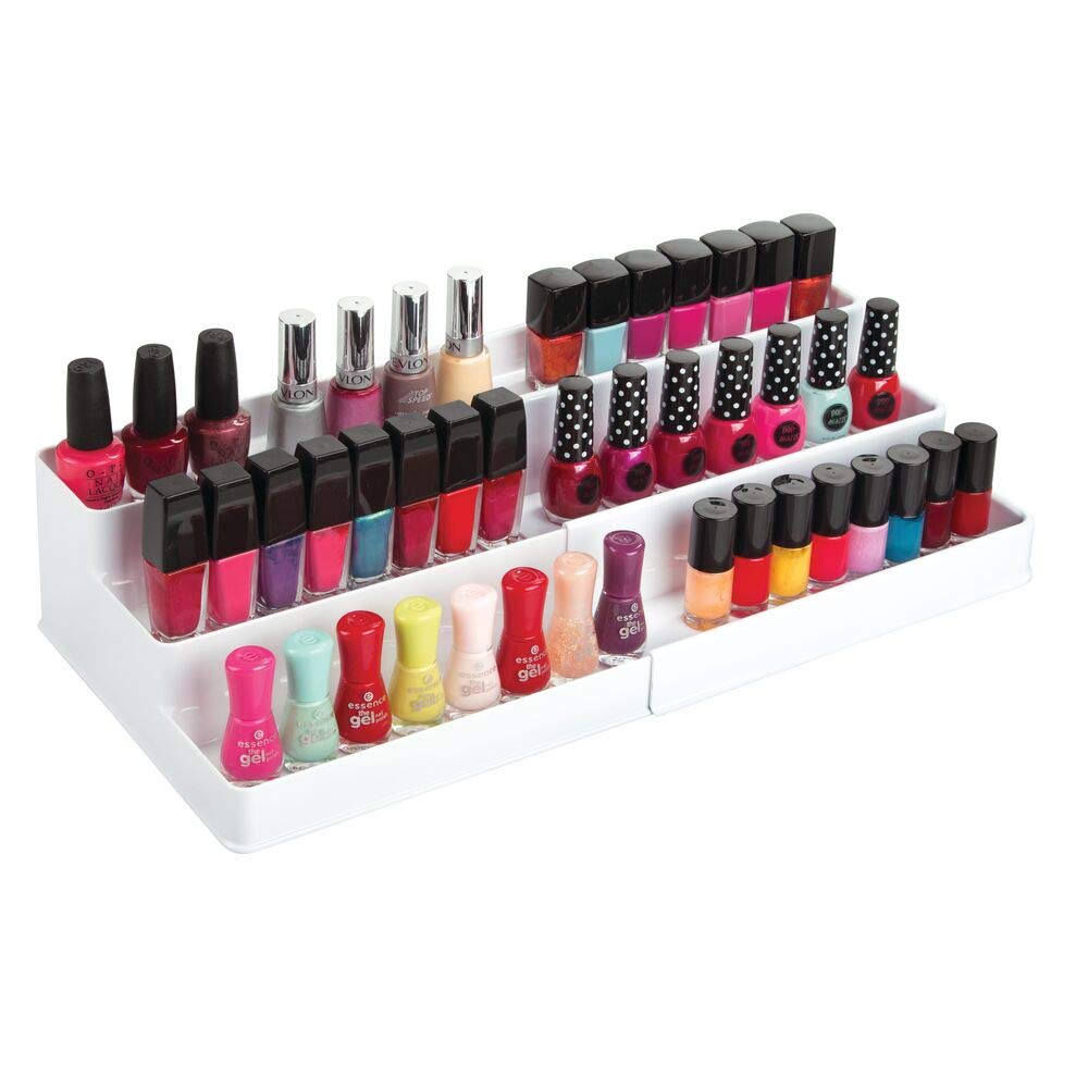 mDesign Adjustable, Expandable Plastic Vitamin Rack Storage Organizer Tray for Bathroom Vanity