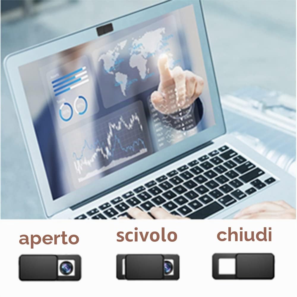 Copri Webcam Ultra-sottile per Laptop, iMac, MacBook Pro, Nero (6 Pezzi)