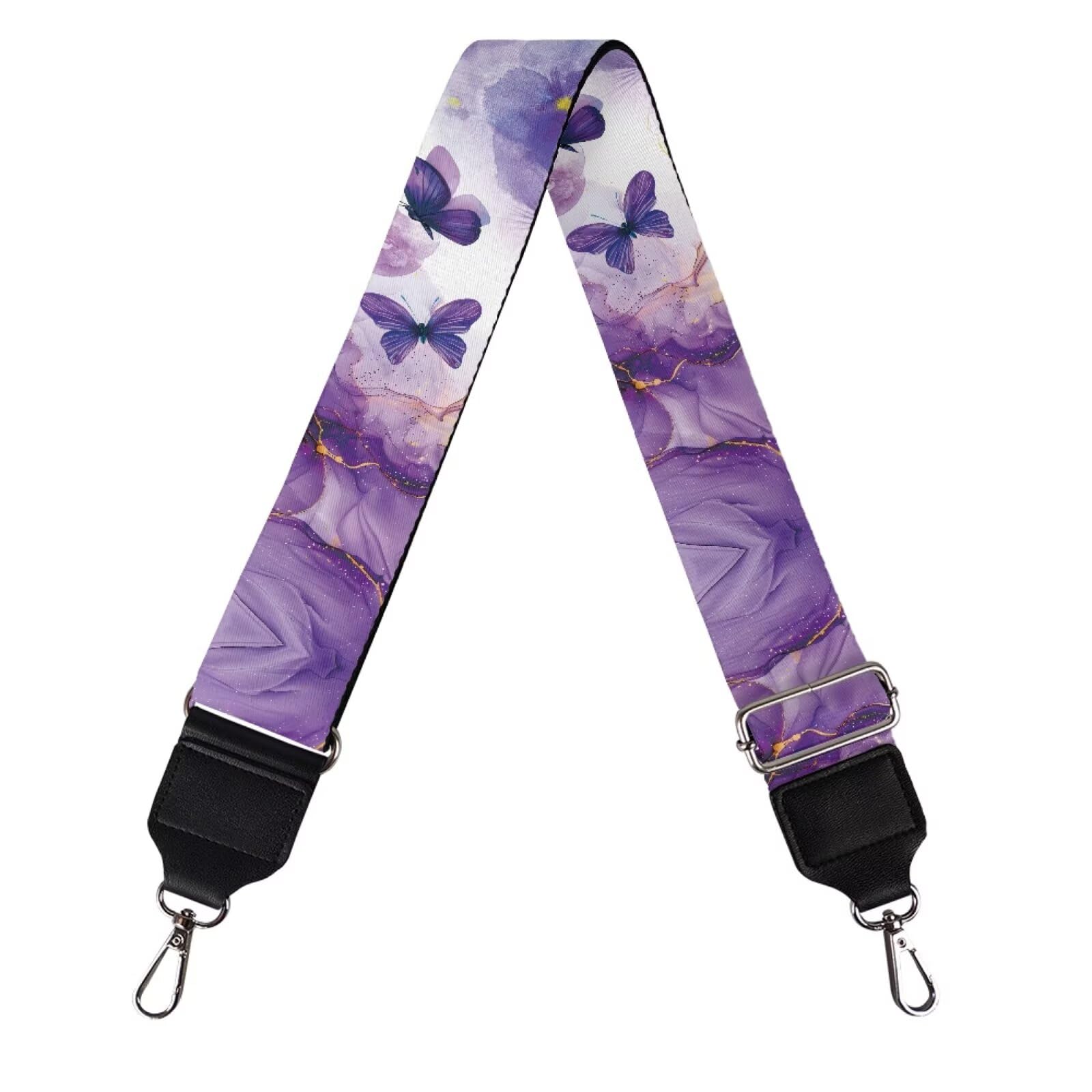 Coldinair Purple Marble Print Bag Handle Strap Replacement Butterfly Purse Bag Strap for Women Men Luggage Strap Suitcases Luggage Carrying Bags
