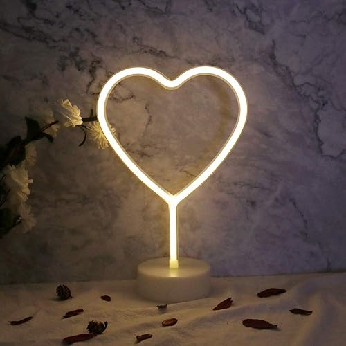 Miniatura 8 de ENUOLI - Lámpara de noche de neón con forma de corazón USB y alimentada por batería, señal de neón en forma de corazón colgante, decoración de boda