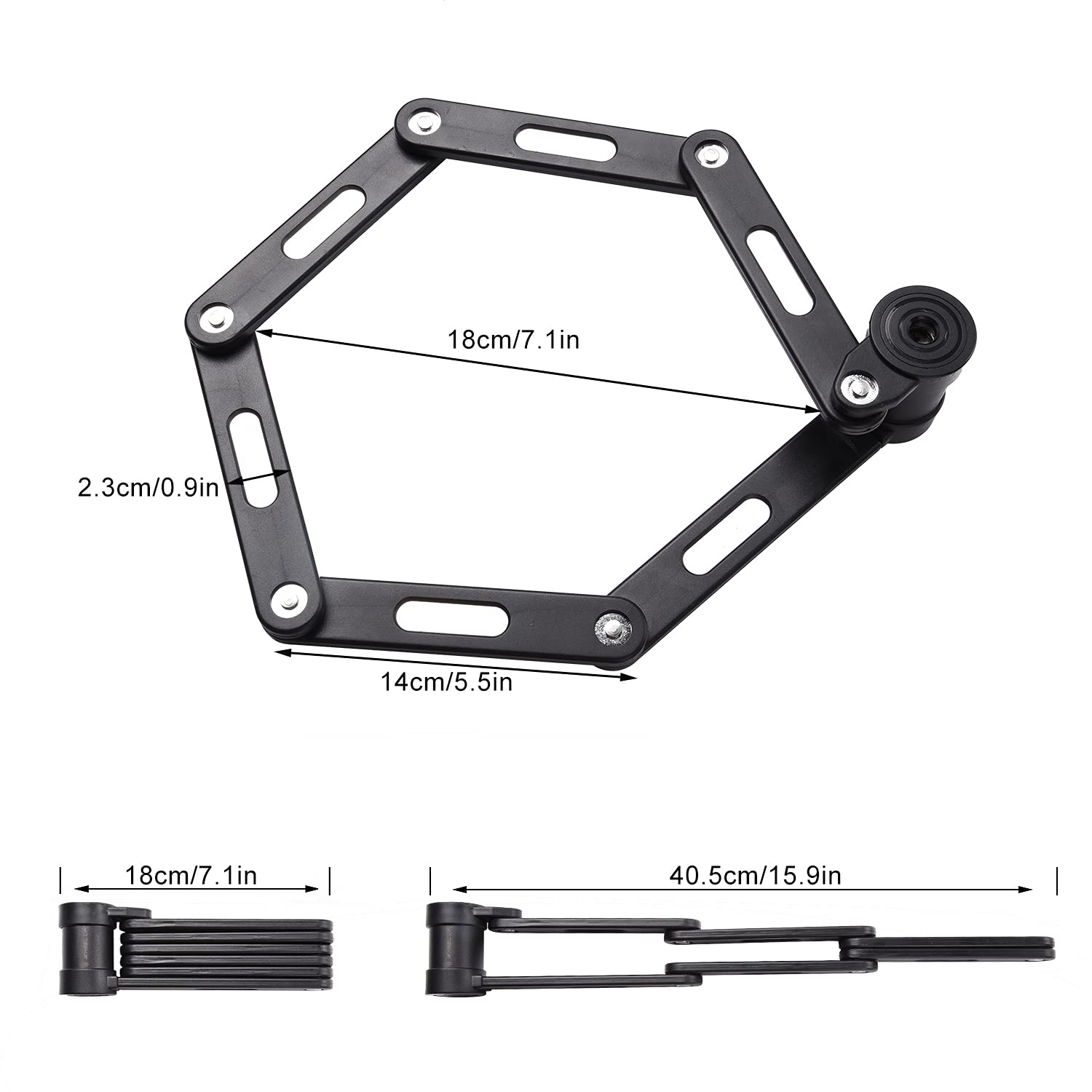 Antivol Vélo Pliable Nutmanel - 120 Cm - Niveau Sécurité 15 - Verrou à Code - Noir