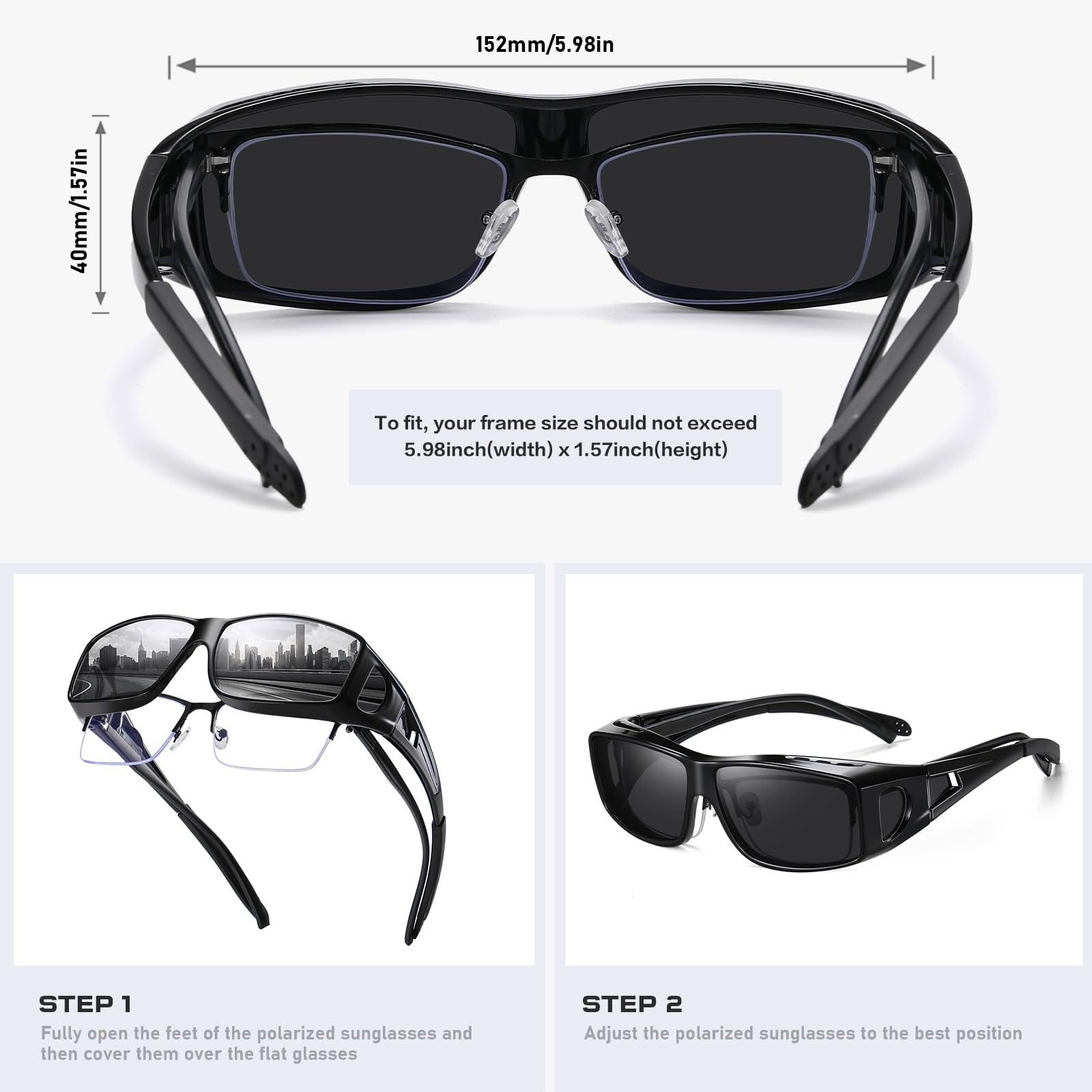 Wzerry Sunglasses Polarized UV Protection, okulary damskie, ramka czarny błyszczący/szare soczewki