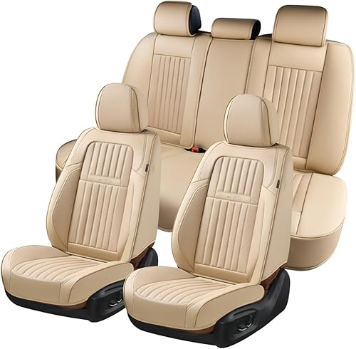 Vista 19 de Coverado Juego completo de fundas para asiento delantero y trasero para automóvil, cuero, impermeables, acojinadas, protectoras, ajuste universal