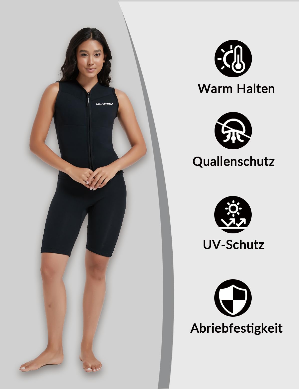 Lemorecn Neoprenanzug Top für Damen, 3mm Ärmellose Neopren Jacke