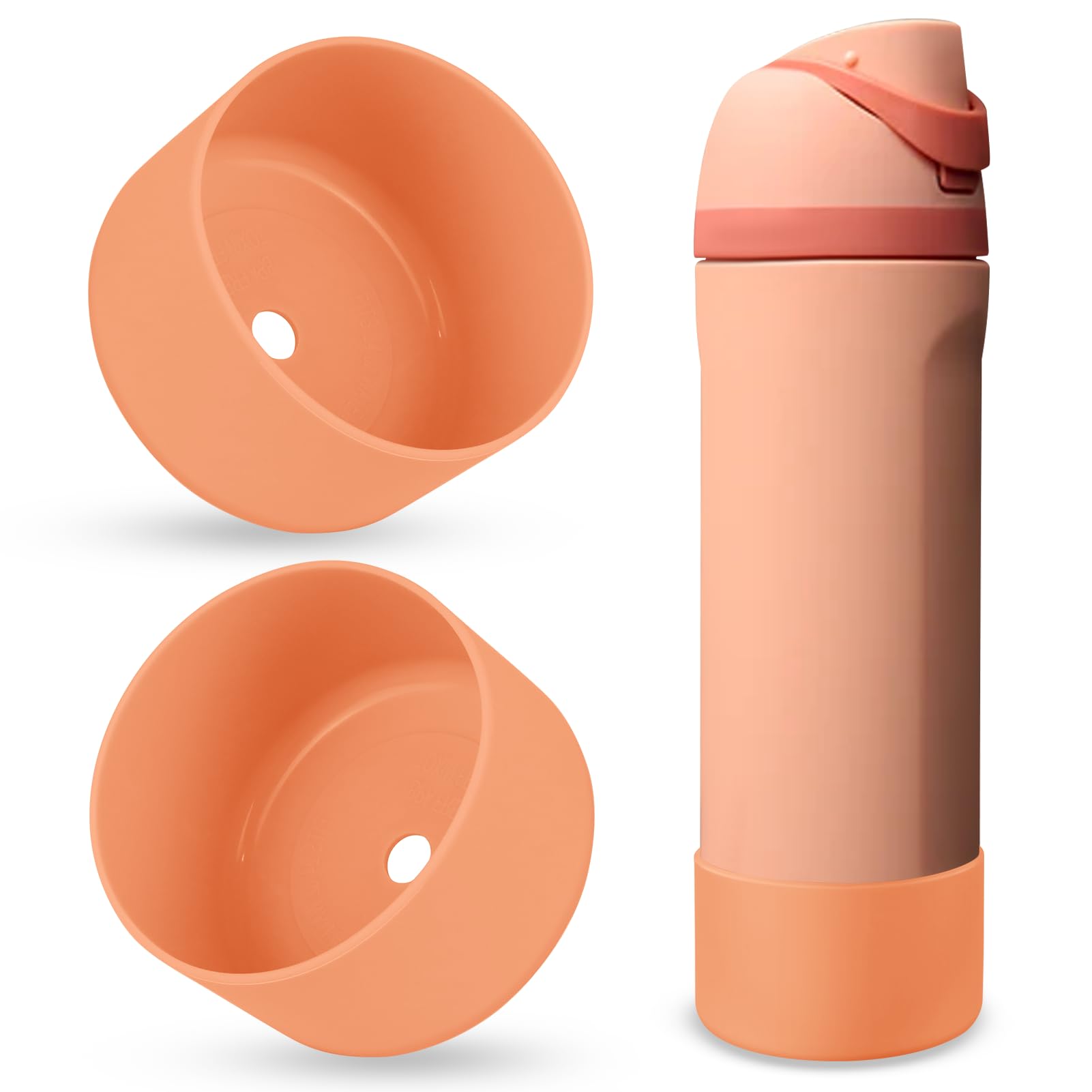 BKBY 2PCS Silicone Water Bottle Boot, Compatible with Owala 24oz 32oz 40oz, Protective Anti-Scratch & Anti-Dent No Noise Sleeve Cover for FreeSip/Twist/Flip Water Bottles (Peach of Mind, 24oz) โ image 1