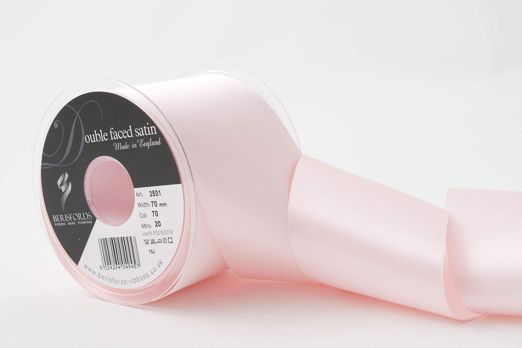 Berisfords 70 Pale Pink Double Faced Satin Ribbon