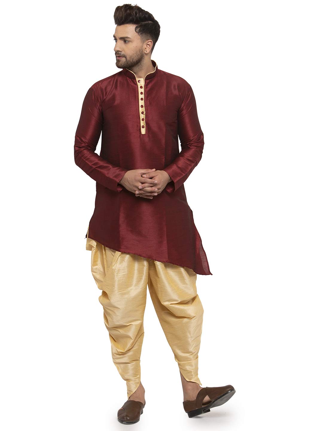 ABH LIFESTYLE Men's Dupion Silk Dhoti Kurta Set.
