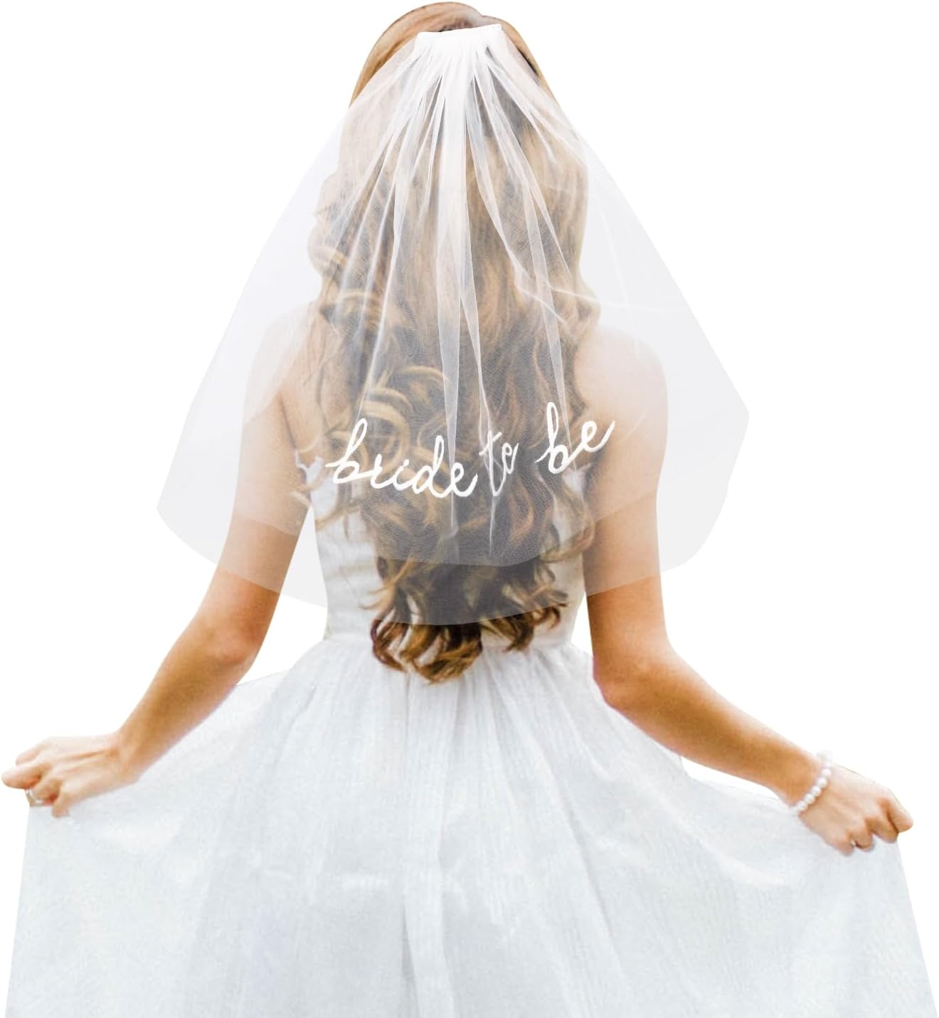 Bride To Be Embroidered Veil, Bride Veil for Bachelorette Party White Veils for Brides Accessories for Bridal Showers Favor White Bride