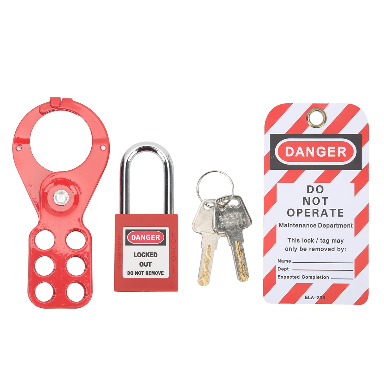 Lockout-Tagout-Kit mit Sicherheitshaspe Vorhängeschloss Loto-Tag-Schlüsseln Manipulationssicher für Industrieanlagen(1 5 Zoll/38 mm Bügel)