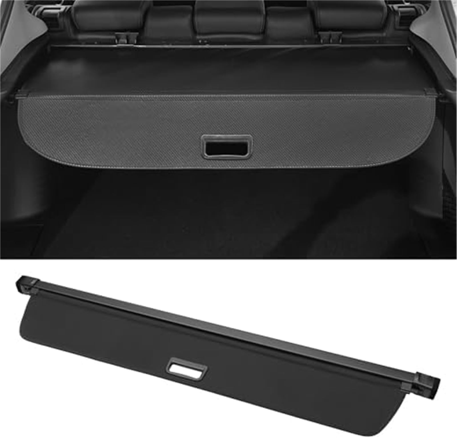 XEDLAMP cargo area tidy rack Car Trunk Retractable Cargo Cover, for Rivian R1S 2022-2024 Rear Parcel Shelf Luggage Security Shield Shade Canvas Gloss Black(BLACK Gloss Black)