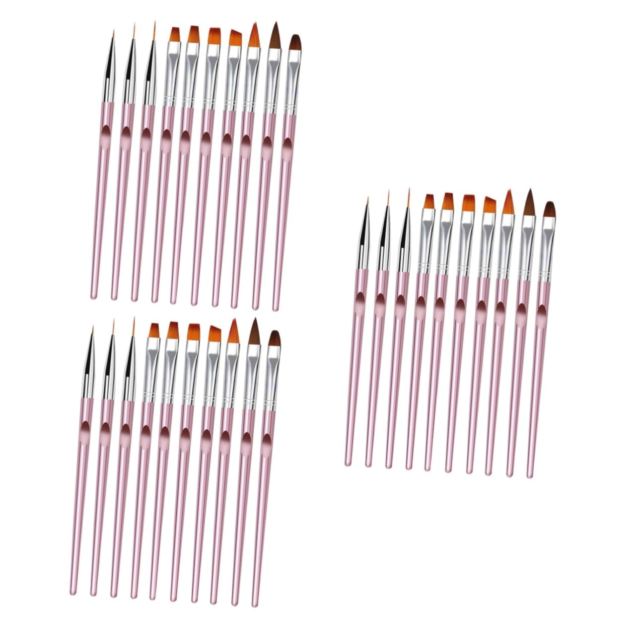 Healeved 30pezzi Pennelli Per Nail Art Cristallo Di Pennelli Per Pittura Unghie Rosa Strumenti Per Manicure e Decorazione Unghie Per Uso Professionale e Domestico