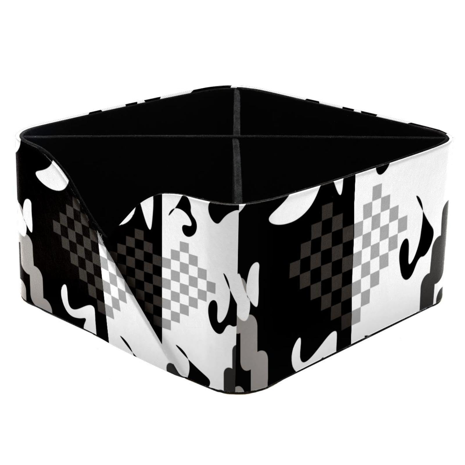 Pot à crayons rectangulaire noir et blanc pour fournitures d'art et bureau