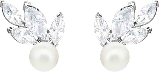 SWAROVSKI　LOUISON ピアス Louison stud earrings, Leaf, White, Rhodium plated | Swarovski