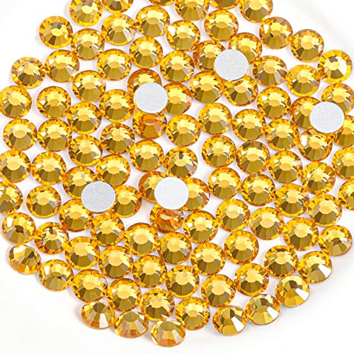 Image of Beadsland 576pcs Flat Back Crystal Rhinestones Round Gems for Nail Art and Craft Glue Fix, Topaz, SS30,6.3-6.5mm