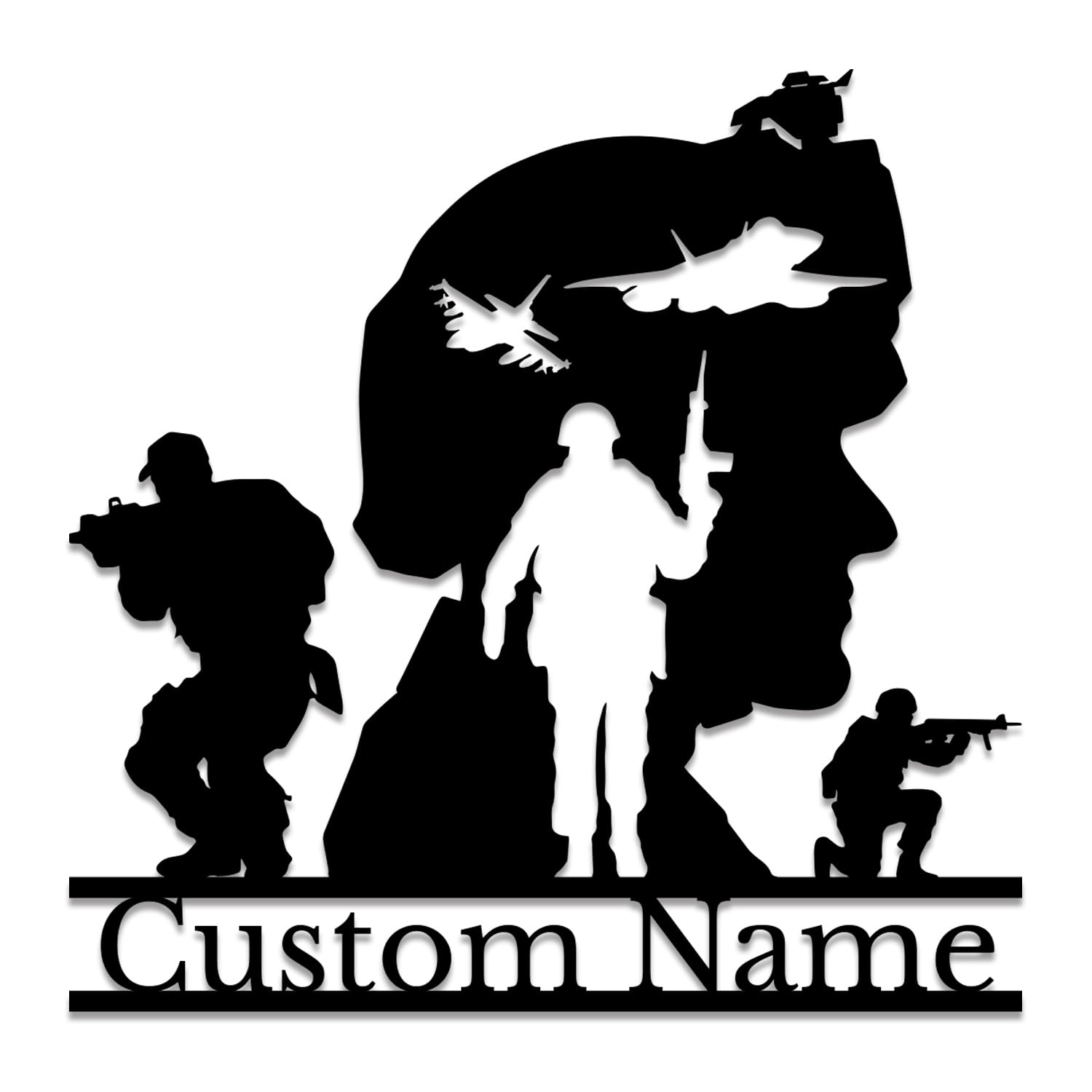 Senyer Men's Style-3 Personalized Army Soldiers Silhouette Name Metal Sign, Custom Us Policeman Metal Wall Art,Us Army Gift,Police Sign Dad Gift (Style-3)