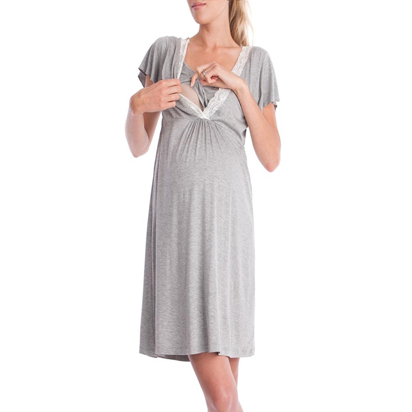 Camicia da notte premaman allattamento in cotone morbido abito da notte vestibilità ampia per gravidanza camicia da notte maternità in cotone