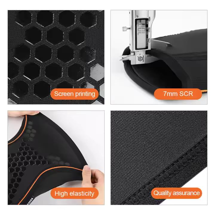 Image of Leosportz Knee Support for men Gym (1Pair) - 7mm Power Knee Support Gym Workout | Knee Sleeves for Running Jogging Gym Squats | Ideal for Squats, Powerlifting & Deadlift (Orange, M)