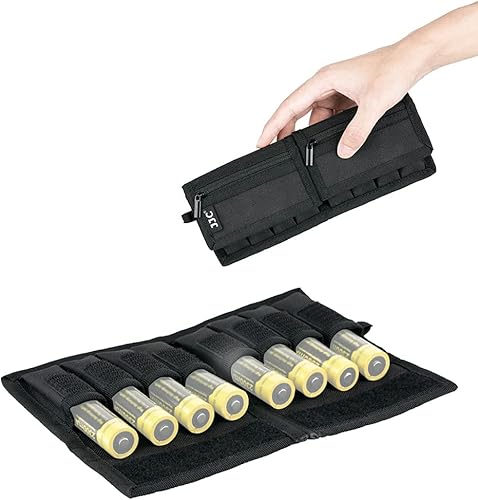 JJC Funda de batería de poliéster 18650 para 8 baterías 18650 con bolsillo extra con cremallera, diseño de cierre de aro y bucle, organizador de