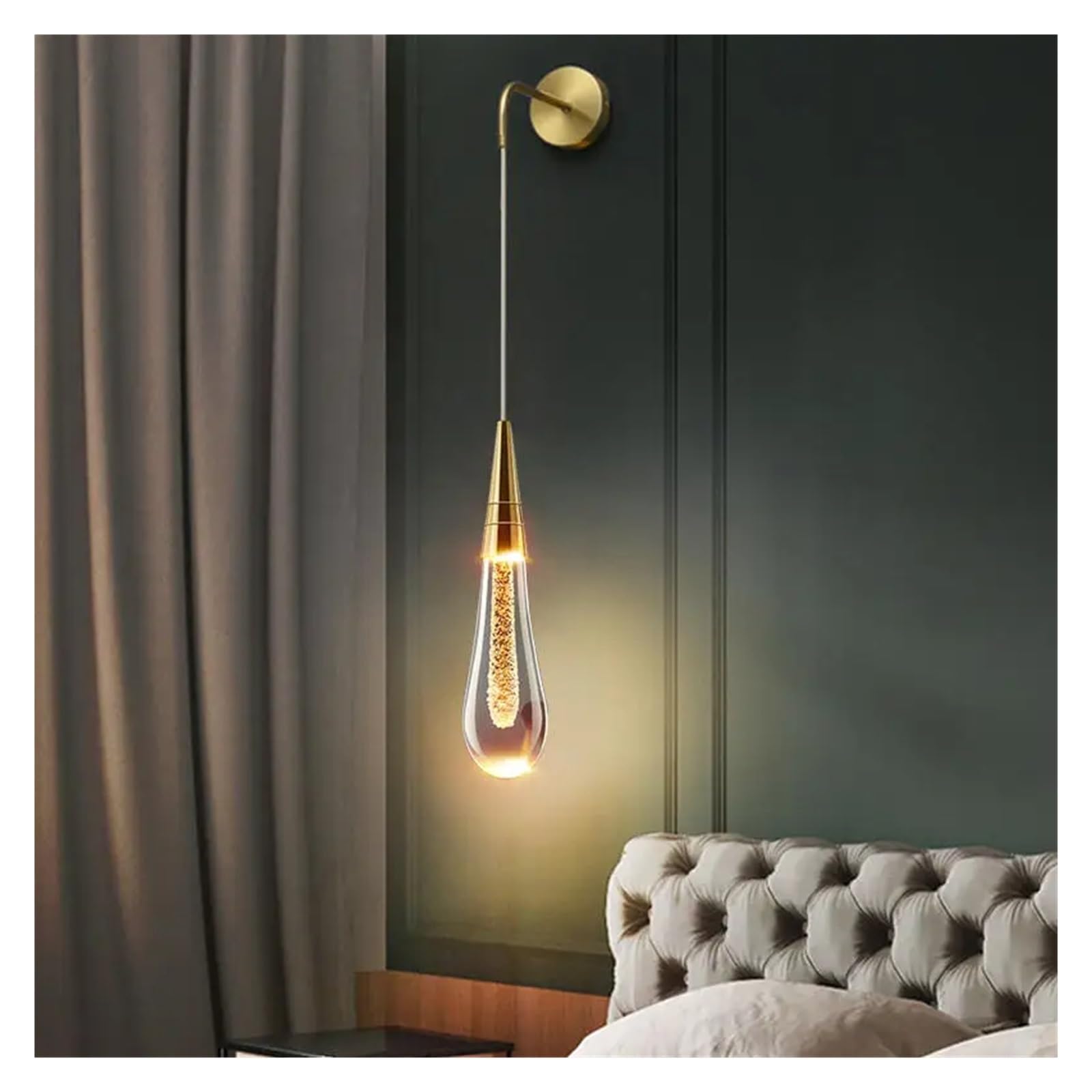 SYAXVOM Modern Crystal Wall Lights Glass Led Indoor Living Room Raindrops Lamp Compatible with Restaurant Bedroom Bedside Corridor Sconces