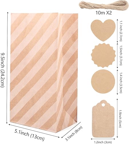 Miniatura 6 de 30 bolsas de papel de estraza para recuerdos de fiesta, bolsas de papel kraft para panadería, dulces, postres, bolsas de papel kraft para