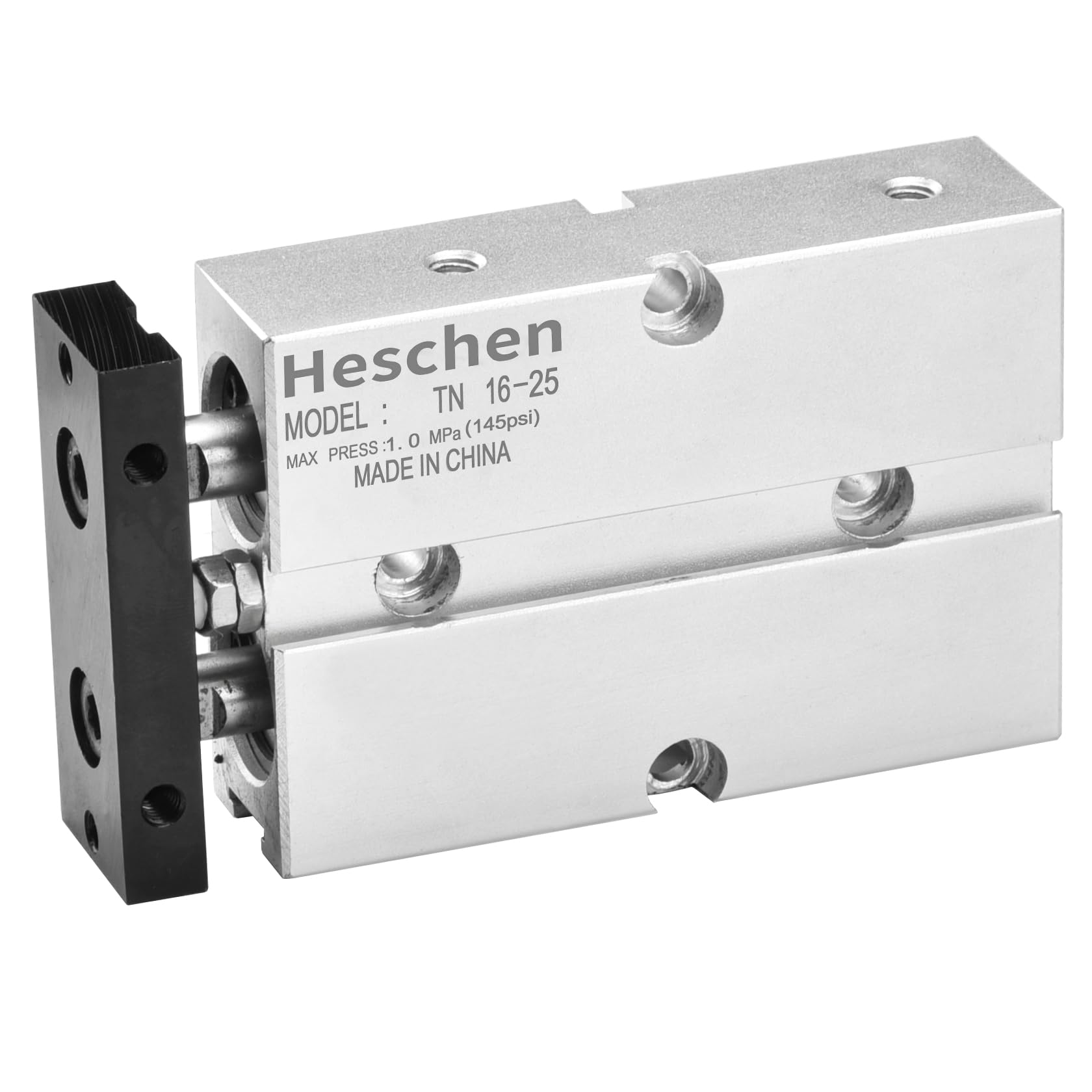 Heschen Pneumatischer Luftzylinder, TN16-25(TDA16-25), Bohrung 16 mm, doppelstabiger, doppeltwirkender Aluminium-Pneumatik-Luftzylinder, mit Magnet (Hub: 25 mm)