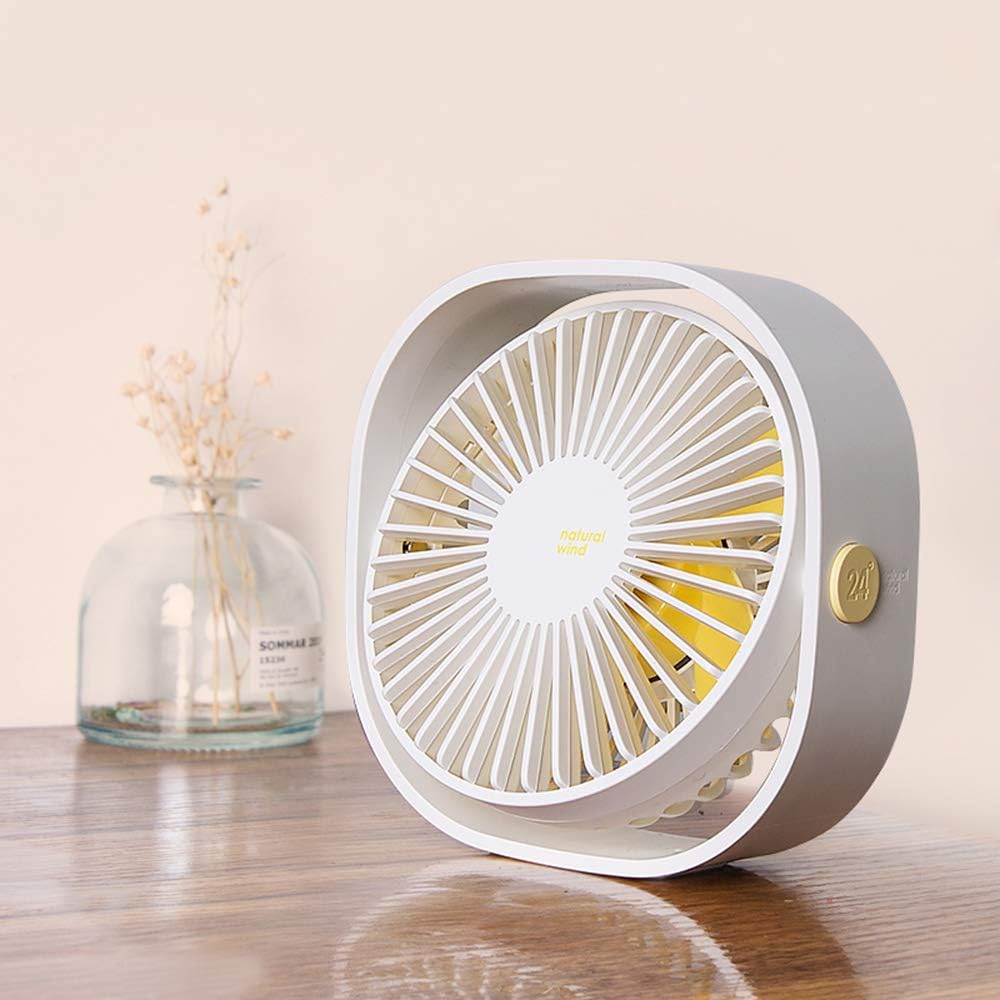 Ablon Desk Fan, Small Table Personal Portable Mini Fan Powered by USB, 3 Speed and Quiet Design for Desktop Office（White）