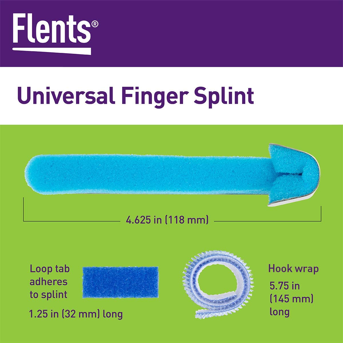 Flents Universal Finger Splint Flexible Design Helps Support & Protect Injured Finger