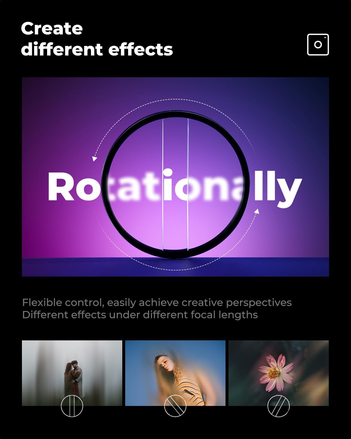 K&F CONCEPT 67mm Center Field Split Diopter Effect Filter Keeps The Focus, Multi-Layer Coated Subjects Center Opening Focus Filter for Camera Lens
