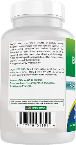 Miniatura 7 de Best Naturals, Brewers Levadura, 7-1/2 granos con vitamina B1, vitamina B2, 1000 mg 240 tabletas (240 unidades (paquete de 3))