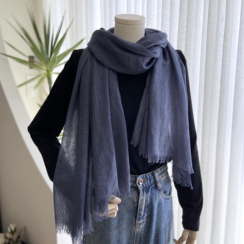 Utaly Cotton Feel Scarf Long Lightweight Linen Beach Gauze Shawl Wrap for Women Men2