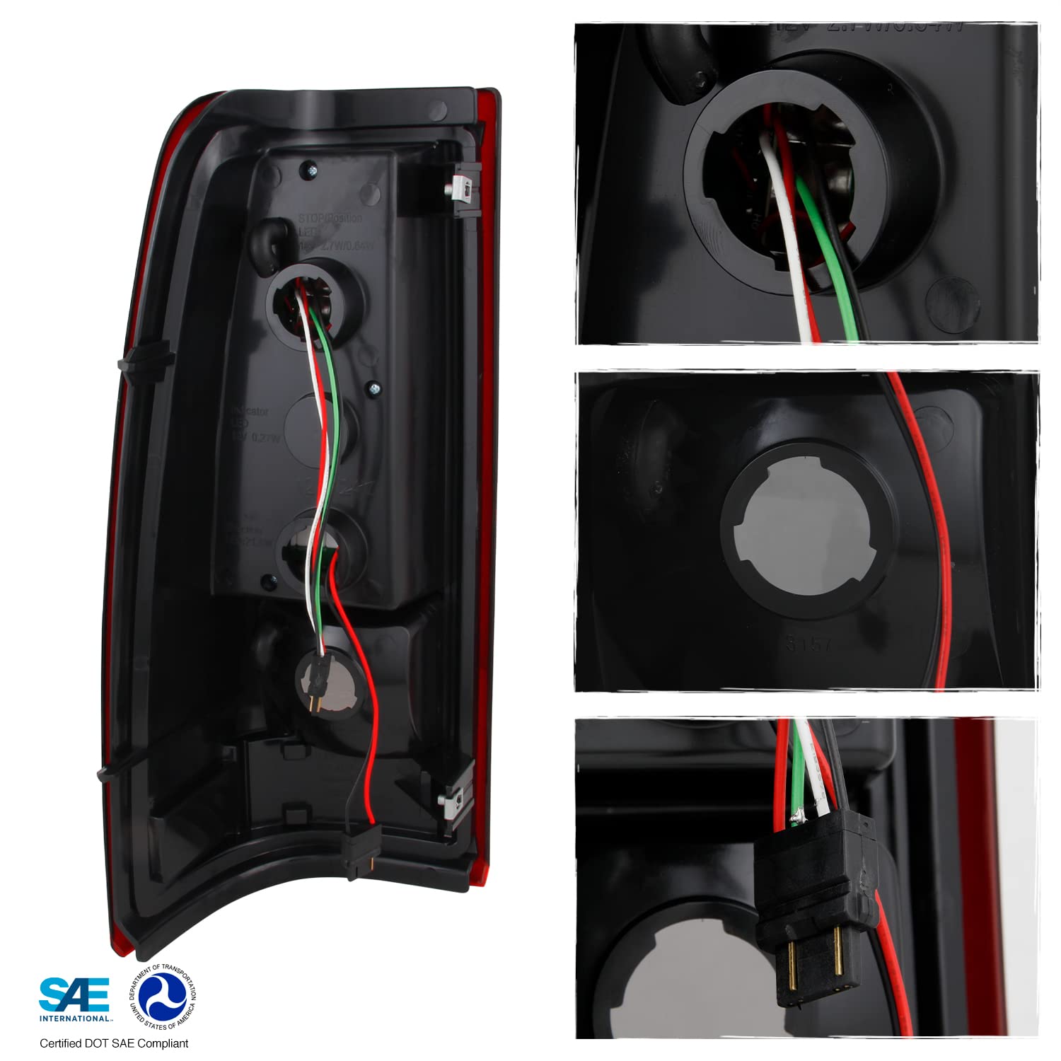 AKKON - For 99-02 Chevy Silverado 09-03 GMC Sierra Pickup Truck Red Clear G2 LED Tail Lights Brake Lamps Pair