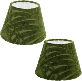 DIYEAH 2 Pantallas De Tela De Lana Para Lámparas De Mesa Estilo Vintage Decorativas De Metal Color Verde