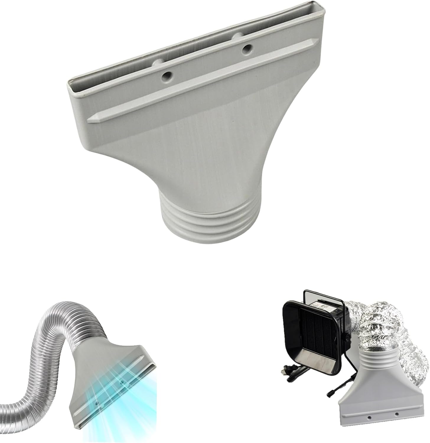 Universal Portable Air Conditioner Flat Exhaust Port Connector Accessories, Exhaust Port Connector for Portable Air Conditioner Dryer Ventilation System with 4 Locking Tabs Ac Window Seal (Grey-1 pcs)